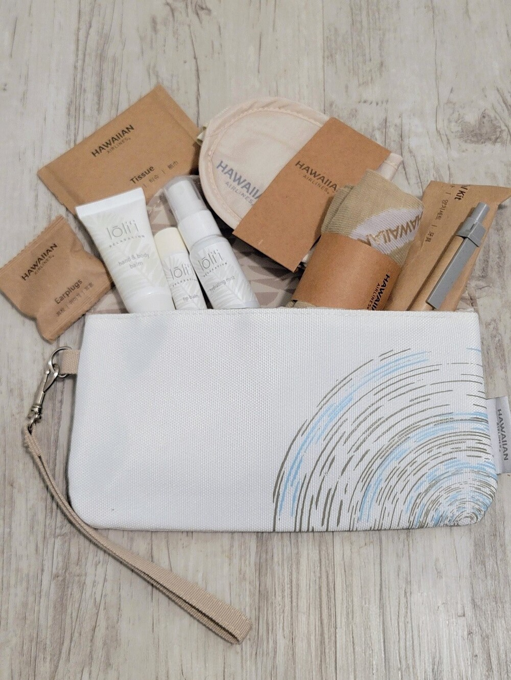 Hawaiian Airlines Business First Class Int'l Amenity Kit Travel Pouch Flight Set